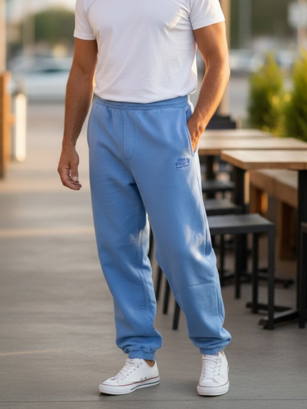 SOLD—Blue Hawaii Dyed Crazy Shirt Canton Pants Sky Blue Men's XXL—SOLD